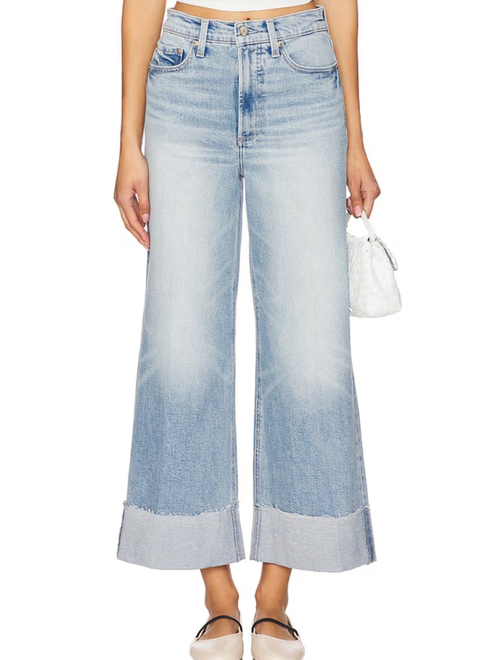 Pistola Lana Jeans Wide Leg Crop Size 28 In Snowcat Wash Euc